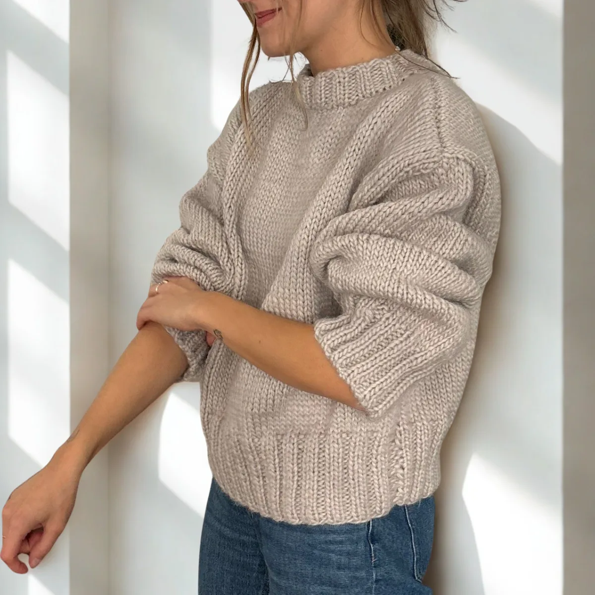 CHUNKY Gruby sweter wełniany z półgolfem