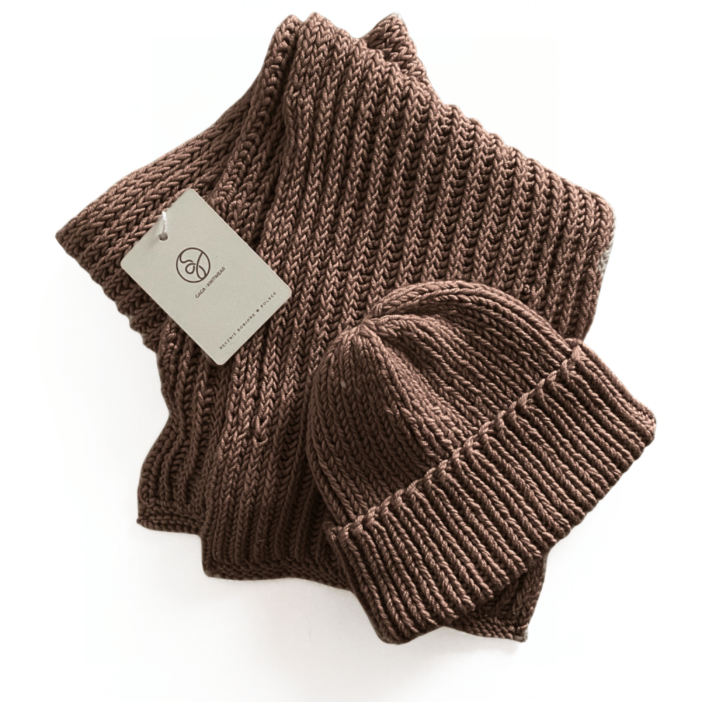 Komplet czapka i szalik merino 100% wełniany zestaw od GAGA Knitwear